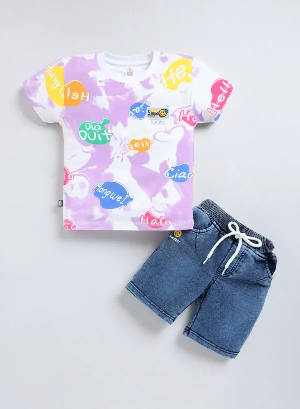 KF-694 ALL OVER PRINT TSHIRT WITH SOFT DENIM PANT