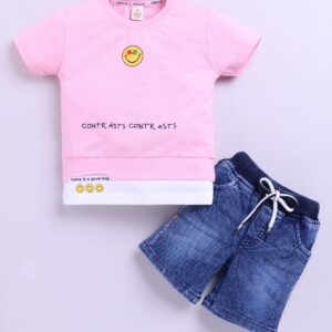 KF 697 PINK TSHIRT WITH DENIM PANT