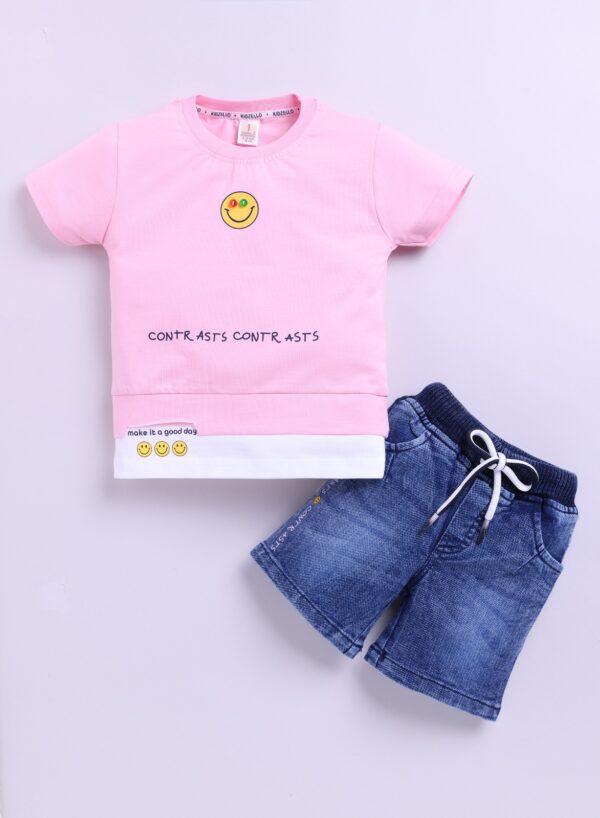 KF 697 PINK TSHIRT WITH DENIM PANT