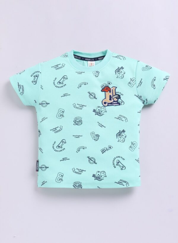 KF 2490 GREEN ALL OVER PRINT TSHIRT WITH COTTON CARGO PANT - Image 2