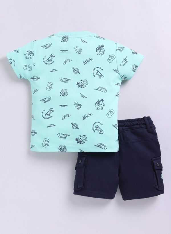 KF 2490 GREEN ALL OVER PRINT TSHIRT WITH COTTON CARGO PANT - Image 4