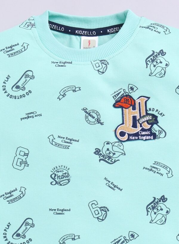 KF 2490 GREEN ALL OVER PRINT TSHIRT WITH COTTON CARGO PANT - Image 3