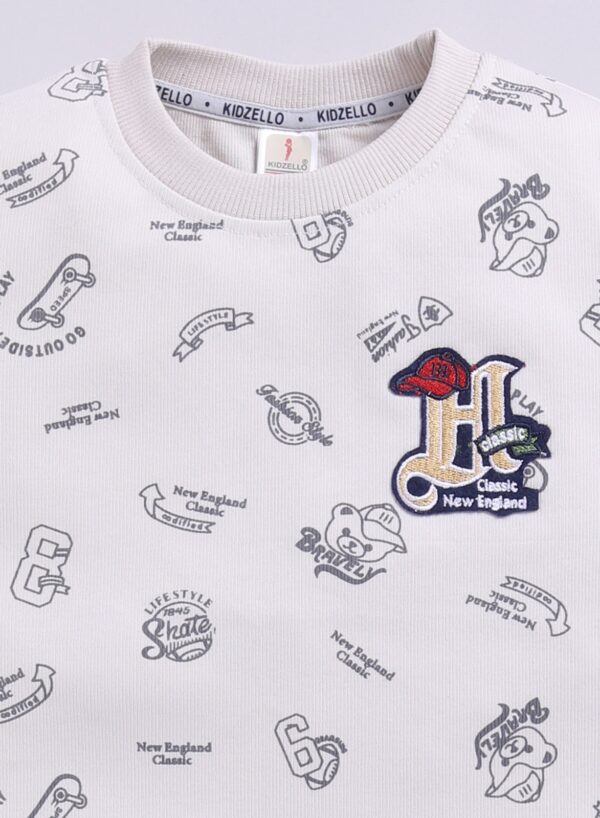 KF 2490 CREAM ALL OVER PRINT TSHIRT WITH COTTON PANT - Image 4