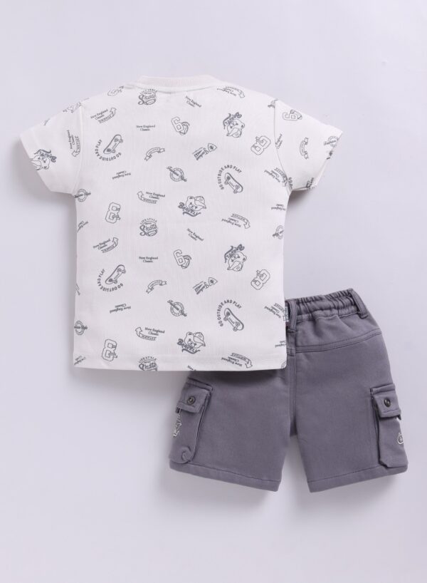 KF 2490 CREAM ALL OVER PRINT TSHIRT WITH COTTON PANT - Image 2