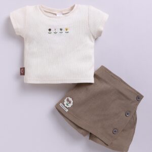 KG 400 WHITE TOP WITH GREY BROWN SKIRT