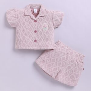 KG 364 PINK JUTE LINEN SHIRT WITH SHORTS