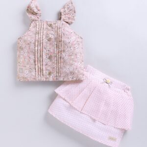 KG 344 PINK PRINTED TOP WITH SKIRT